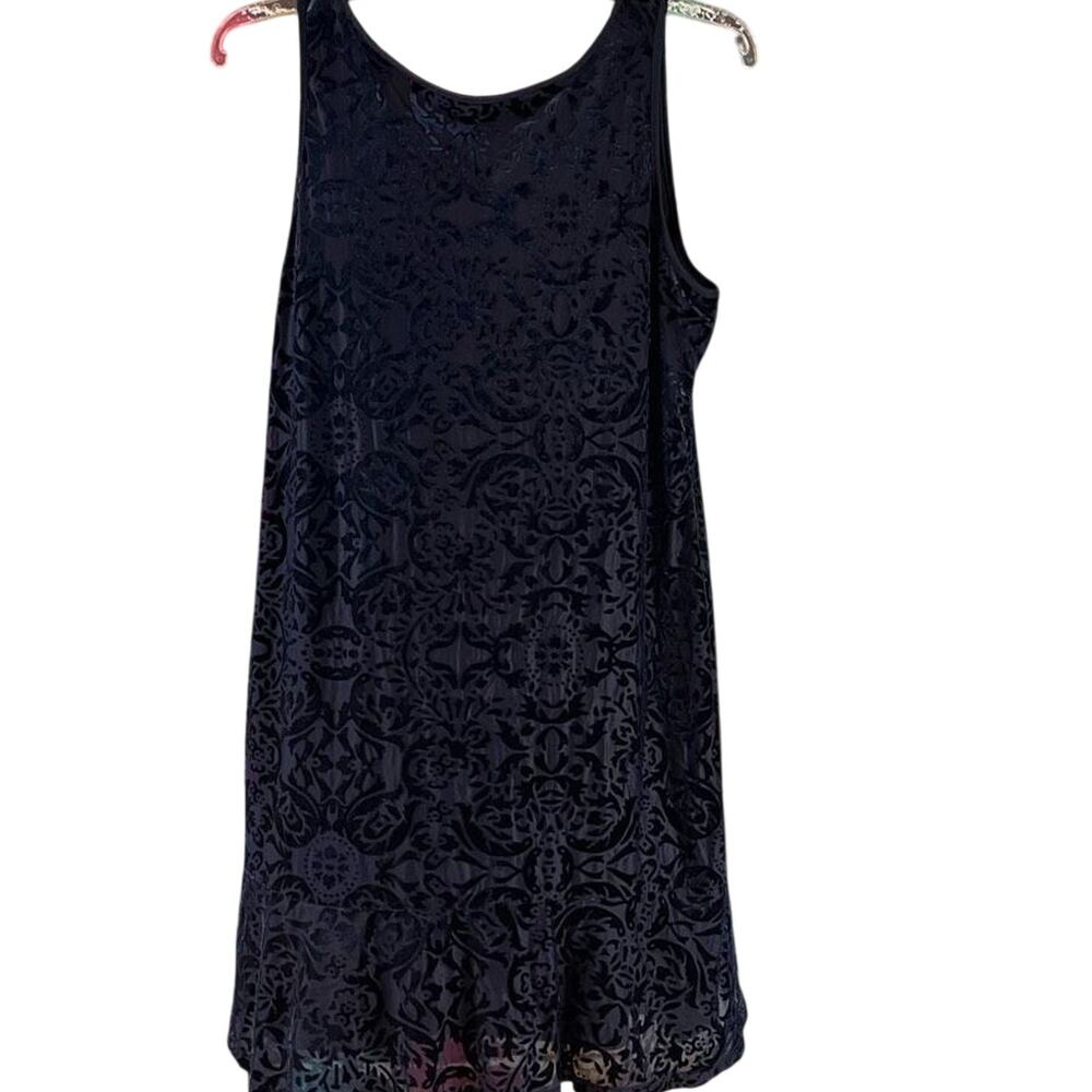 WHITE HOUSE BLACK MARKET BLUE VELVET BURNOUT SLEEVELESS DRESS Medium Petite PM